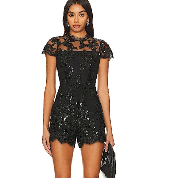 Alice + Olivia Alaina Lace Romper